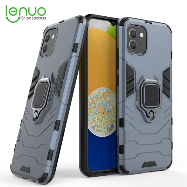 Lenuo%20Phone%20Case%20for%20Samsung%20Galaxy%20A03%20166%20Silicone%20PC%20Metal%20Ring%20Holder%20Cover%20-%20Image%202