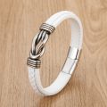 Classic Style New Year Gift 7 Options Stainless Steel Leather Men's Bracelet Multi-color Magnet Buckle DIY Size Custom LOGO.