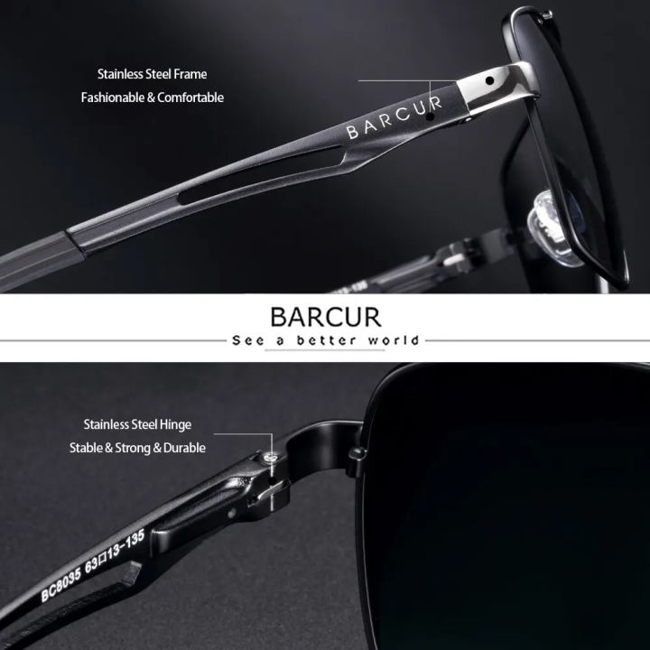 BARCUR%20Pilot%20Style%20Metal%20Frame%20Brand%20Sunglasses%20Men%20HD%20Polarized%20Women%20Shades%20Driving%20Sun%20Glasses%20Mirror%20UV400%20-%20Image%202