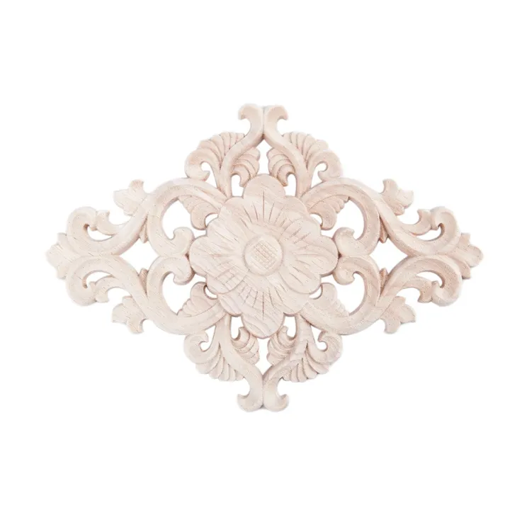 Harmony%202%20Pcs%20Rubber%20Wood%20Carved%20Long%20Applique%20Unpainted%20Flower%20Walls%20Cabinets%20Door%20Decor%20Wood%20Color,%2021X15cm%20&%2015cm%20Type%20B%20-%20Image%203
