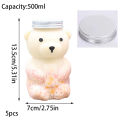 1pcs Cute Bear Shape Disposable Drink Containers 500ml Little Bear Bottle Sitting Bear Transparent Plastic Bottle with Lid. 