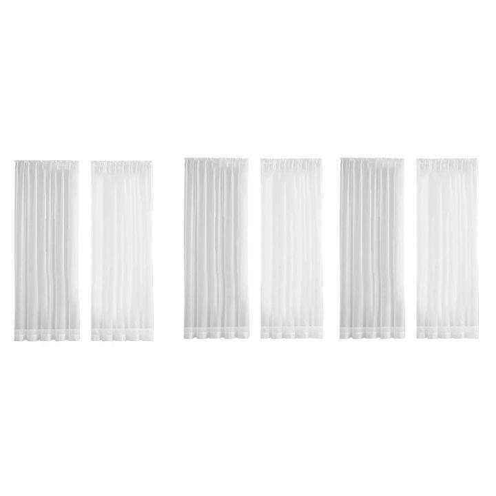 6X Window White Sheer Curtains 84 Inches Long 2 Panels Sheer White Curtains Clear Curtains Basic Rod Pocket Panel
