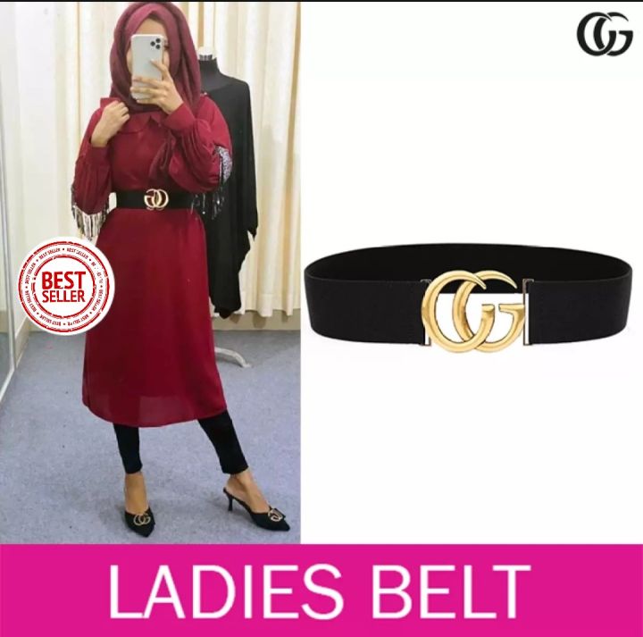 Ladies Belt For Ladies GG Black Belt Golden Buckle Belt For Girls Women's  Fashion Accessories Belt For Dress Fitting Belt For Saree Belt For Sari