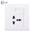 【YIYANGMAOYI111】Coswall PC Panel Universal 3 Pin Wall Socket 1 RJ45 Internet Computer Data Connector White Color Modular 86*86mm.