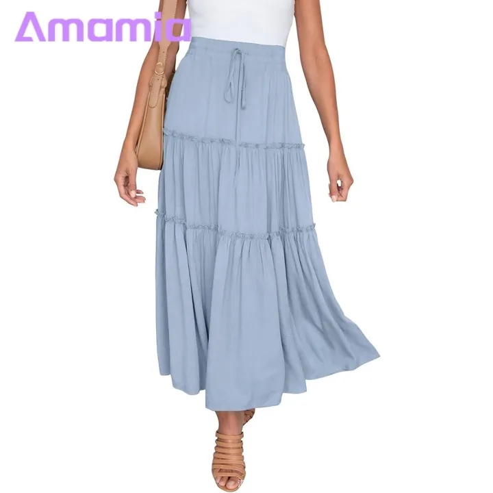 Amamia%20A-Line%20Skirt%20Pleated%20Design%20Women%20Summer%20Casual%20Beach%20Skirt%20-%20Image%202