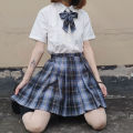 Women Purple Black Y2K Pleated Plaid Skirt Glir High Waist Mini  Skirts Japanese School Harajuku Cosplay Anime Sailor Suit. 