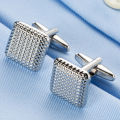 Wedding Men Silver Square Cufflinks button. 