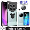 Infinix Zero 40 4G Shockproof Phone Case for Infinix Zero 30 5G 4G 4 in 1 Full Transparent Hydrogel Soft Film Screen Protector and Mobile phone holder. 