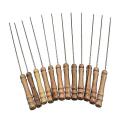 12 Pcs BBQ Stick - Woden and Silver. 