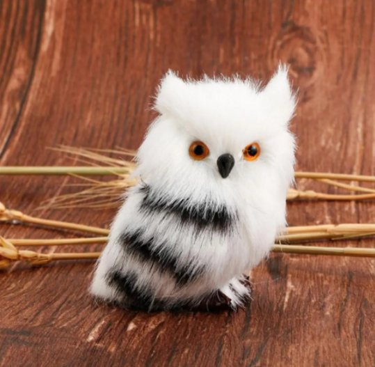 Mini Cute Owl Simulation Ornaments White Furry Bird For Home Decorations Daraz .bd