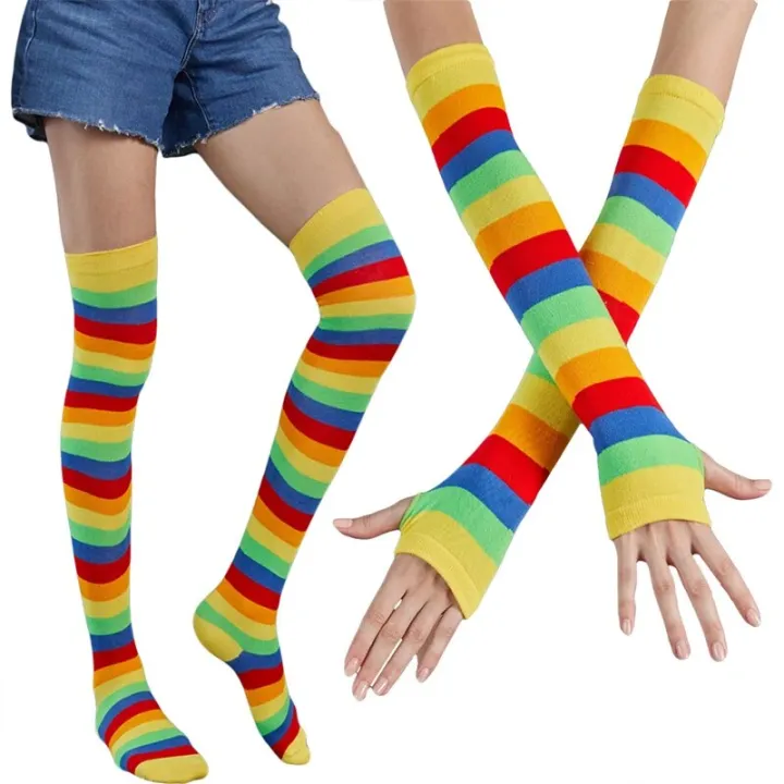 Striped%20Over%20the%20Knee%20Socks%20Set%20Women%20Girls%20Stocking%20Long%20Socks%20Arm%20Sleeve%20Cover%20Warm%20Knee%20Socks%20Gloves%20Christmas%20Cosplay%20Casual%20-%20Image%206