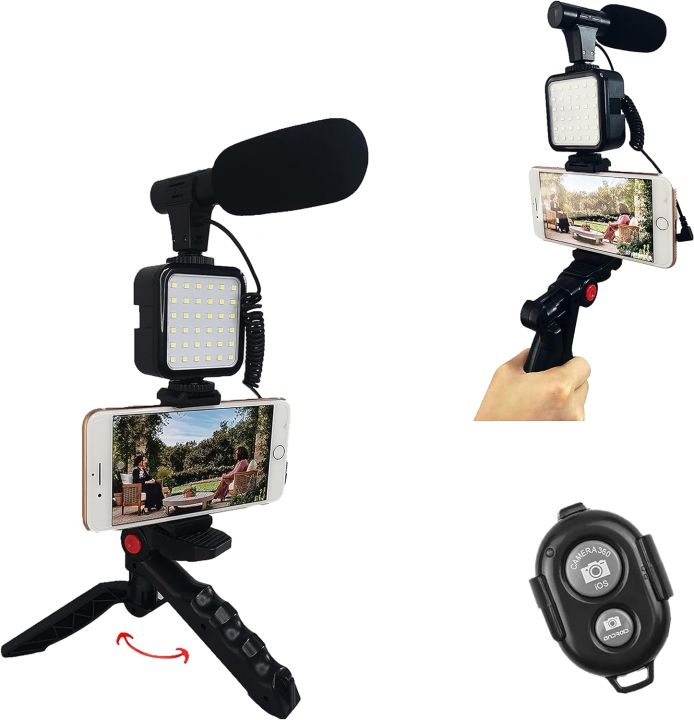Vlogging%20Kit%20Vlogging%20Accessories%20Kit%20for%20Mobile%20Phone%20DSLR%20Camera%20Video%20Recording%20Kit%20with%20Tripod%20Shotgun%20Mic%20360%20LED%20Selfie%20Light%20for%20Live%20Streaming%20Short%20Film%20Making%20-%20Image%205
