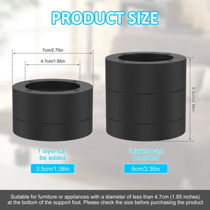 4Pcs%20Round%20Furniture%20Riser%20Heavy%20Duty%20Bed%20Chair%20Riser%20Support%201300lb%20Anti-Slip%20Washing%20Machine%20Desk%20Couch%20Bottom%20Leg%20Raiser%20-%20Image%204