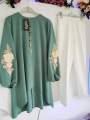 Premium Quality Georgette Embroidered Two Piece Boutique Set Ready Made Tops and Pajama Free Size. 
