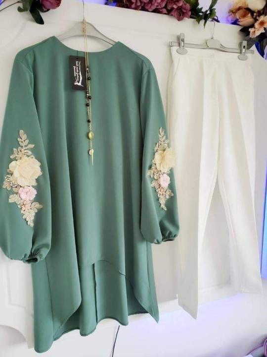 Premium%20Quality%20Georgette%20Embroidered%20Two%20Piece%20Boutique%20Set%20Ready%20Made%20Tops%20and%20Pajama%20Free%20Size%20-%20Image%202