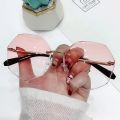Rimless Oversized Sunglasses Women Luxury Brand Designer Sun Glasses Female Fashion Retro Gradient Lunette De Soleil Femme. 