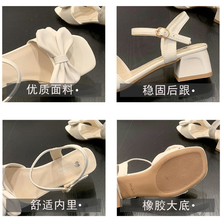 Women's%20French-Style%20High%20Heel%20Sandals23New%20Fairy%20Style%20Bow%20Chunky%20Heel%20Open%20Toe%20Sandals%20Fashion%20All-Match%20-%20Image%203