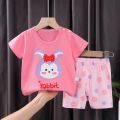 New Kids Boys Girls Summer Pajamas Cute Cartoon Print Short Sleeve T-Shirt Tops with Shorts Toddler Baby Clothing Sets. 