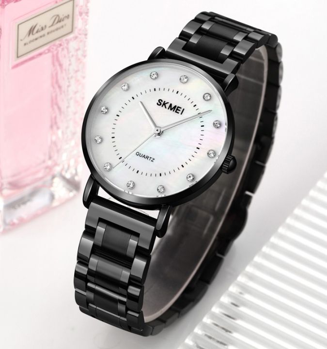 skmei 1840 fashion watch waterproof stainless steel women wrist Watch-Black White