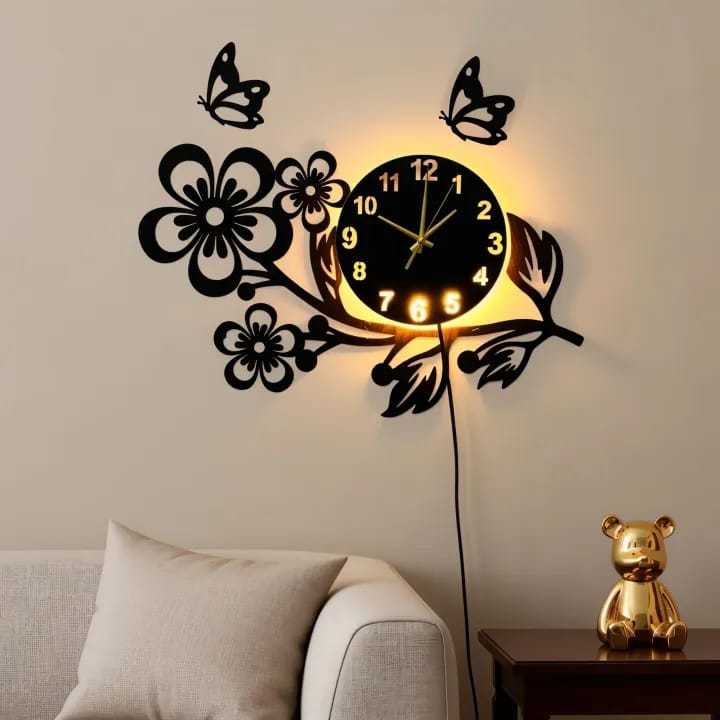 Valora decor Brand 3D Clock |Clocks for rooms | Clocks | Clocks for rooms Fancy wooden | clock wall stylish | clock for room | led wall clock | qul wall clock | allah name clock | wall clocks for bedroom fancy big 3d light I Decorating items