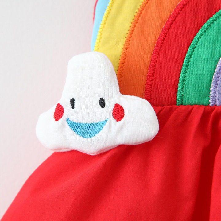 %E3%80%90Factory-direct%E3%80%91%20Summer%20Fan%20Sling%20Baby%20Girl%20Dress%20Cute%20Clouds%20+%20Rainbow%20Splicing%20Infant%20Beach%20Dress%20Sweet%20Cartoon%20Girls%20Children'S%20Clothing%20+%20Same%20Model%20Hat%20-%20Image%208