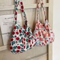 New vintage floral tote bag chapter Ruonan same cotton bag shoulder bag crossbody bag flower cloth bag women's bag. 