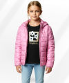 Girls Light Pink Puffer Winter Jacket with Hood.