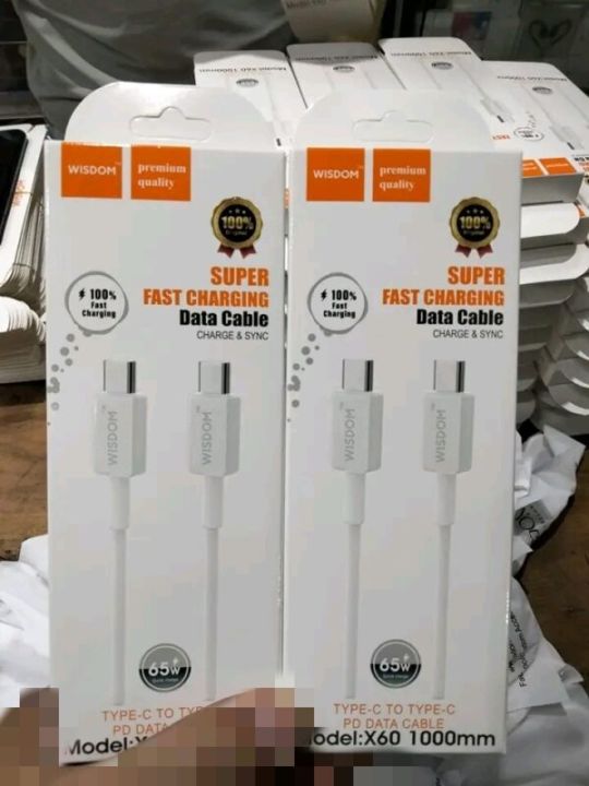 WISDOM X60 Type C to C Cable 65W (PVC) – Super Fast Charging Data Cable