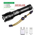 10000000lm most powerful LED flashlight xhp999 high power torch light rechargeable tactical flashlight 18650 USB camping lampcob.