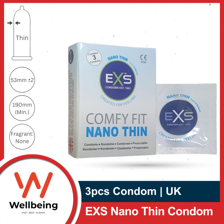EXS Nano Thin Condom for Men | Single 3pcs Pack | UK