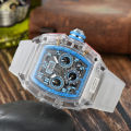 Richard RM Shake Fast Selling 6-pin Quartz Watch Barrel Hollow Fashion Non-mechanical Watch in stock Transparent Watch. 