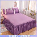 Korean Style Bed Skirt One-Piece Princess Style Bedspread-Style Mattress Cover Protective Cover Non-Slip Bedspread Solid Color Bed Sheet One-Piece。.