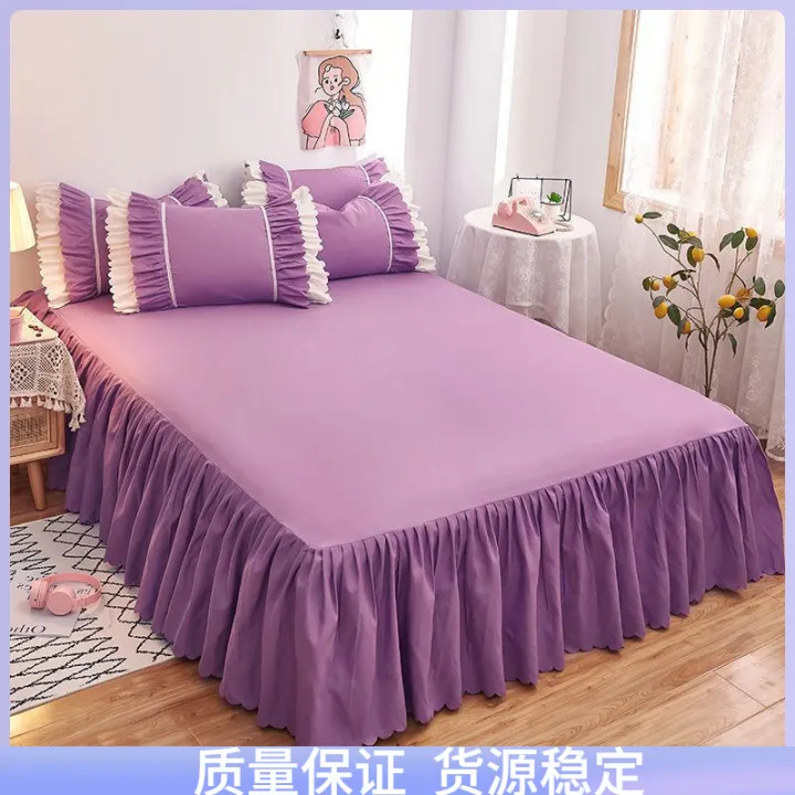 Korean%20Style%20Bed%20Skirt%20One-Piece%20Princess%20Style%20Bedspread-Style%20Mattress%20Cover%20Protective%20Cover%20Non-Slip%20Bedspread%20Solid%20Color%20Bed%20Sheet%20One-Piece%E3%80%82%20-%20Image%204