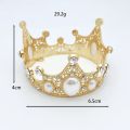 Fashion Simple Pearl Rhinestone Small Round Crown Headdress Birthday Cake Decoration Children's Sweet And Cute Hair Accessories. 