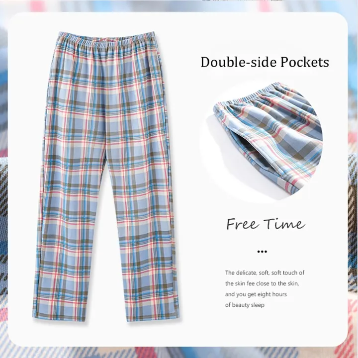 Casual%20Plaid%20Pants%204XL%20Sleepwear%20Men's%20Pajama%20Pants%20Spring%20Summer%20Cotton%20Trousers%20for%20Men%20Pajamas%20Male%20Comfortable%20Home%20PJ%20Pants%20-%20Image%204
