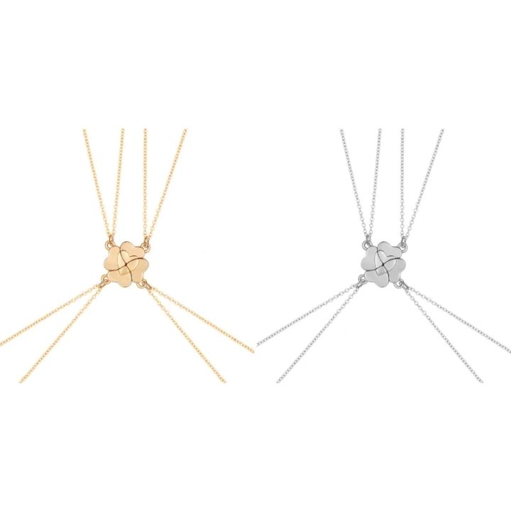 M2EA%204%20Piece%20Four%20Leaf%20Clover%20Stitching%20Necklace%20Magnet%20Stone%20BFF%20Friendship%20Heart%20Pendant%20Chain%20Choker%20Necklace%20Jewelry%20-%20Image%202
