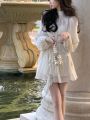 YAENHEY Beach Style Chiffon Y2k Mini Dress Office Lady Casual Long Sleeve Elegant One Piece Dress Korean Fashion Clothing Summer 2023.
