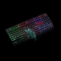 USB Wired Gaming Keyboard and Mouse Combo Waterproof Rainbow Backlit 2000DPI for Home Office.
