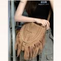Xiaohongshu Same Style Suede American Hot Girl Tassel Bag Women's Retro Khaki All-Match Ethnic Style Messenger Bag Fashion. 
