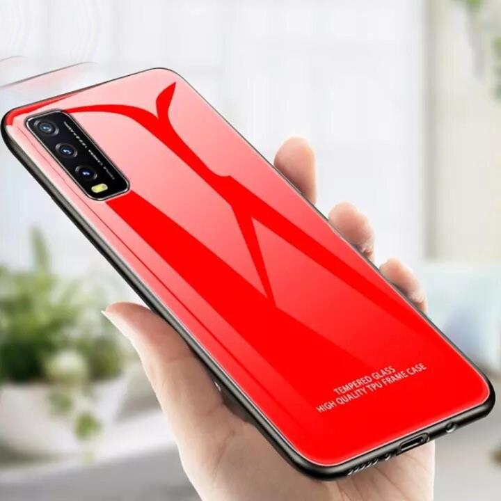 VIVO Y20 - ( Premium Quality) DESIGNED IN HONG KONG Scratchproof Tempered Glass Case Back Cover Casing