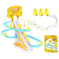 Duck Slide Toy Set, Funny Automatic Stair-Climbing Ducklings Cartoon Race Track Set Little Lovely Penguins Slide Toy Escalator Toy with Lights and Music (Duck). 