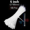 4 inch Electric Cable Ties (3*100mm) 100 Pcs Zip Wraps Strap Nylon Fastening Ring Loop Wire industrial Cable Ties. 
