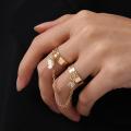 Korean New  Metal Butterfly Rings with Chian Crystal Rings Fashion 2Pcs/Set. 