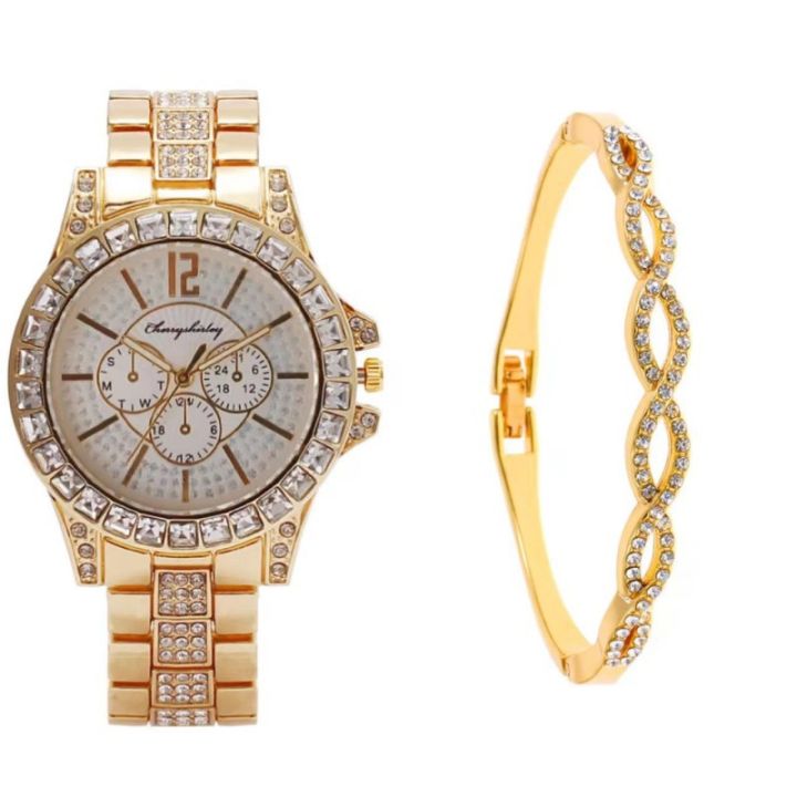 2023%20Foreign%20Trade%20Hot%20Selling%20Women's%20Business%20Gold%20Diamond%20Big%20Rhinestone%20Luxury%20Atmosphere%20Watch%20+%20Bracelet%20Gift%20Box%20Set%20-%20Image%207