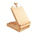 Premium Wooden Sketching Box With Folding Easel - Portable Desktop Art Stand For Drawing And Painting. 