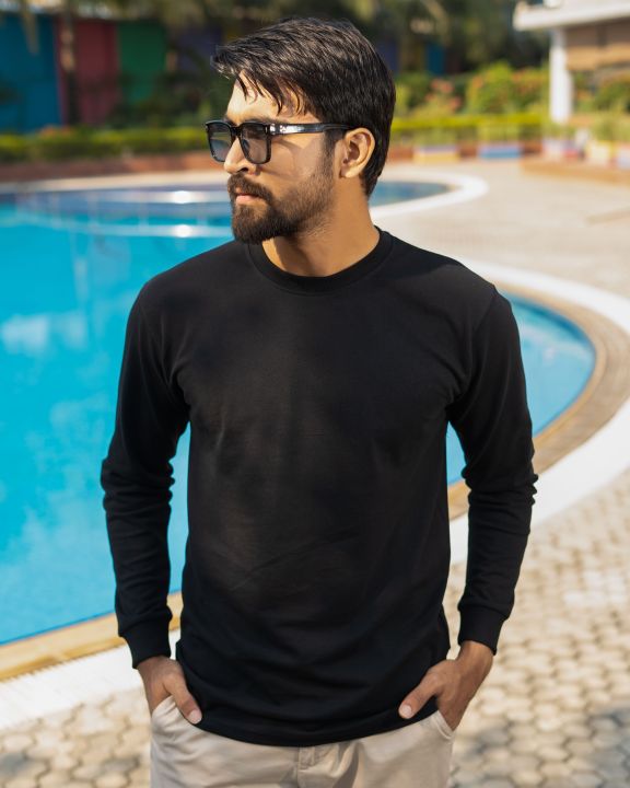 Black Color Full Sleeve T Shirt for Men
