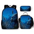 3pcs/set Black Panther Series Children Backpack Pencil Case Crossbody Bag Large Capacity Waterproof Spine Protection Schoolbag.