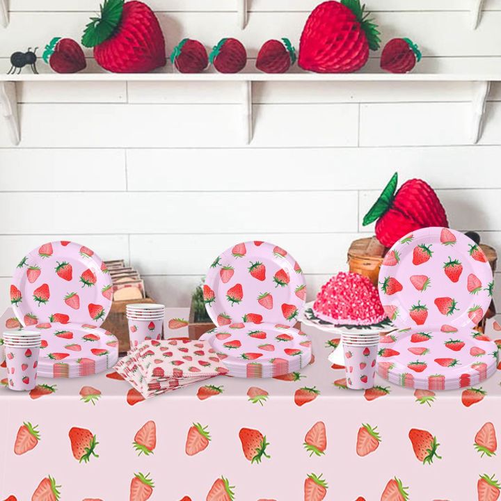 Strawberry%20Party%20Disposable%20Tableware%20Sets%20Picnic%20Pink%20Fruit%20Tool%20Gril%20Birthday%20Party%20Decorative%20Dessert%20Plastic%20Tableplates%20-%20Image%203
