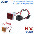 3in1 22mm AC 60-500V Voltmeter 0-100A Ammeter Hz 20-75Hz Current Frequency Meter with Square Digital Display Indicator. 
