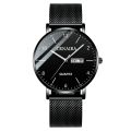 Crnaira Men Watch Stainless Steel Quartz Watches Calendar Luminous Waterproof Wristwatch. 